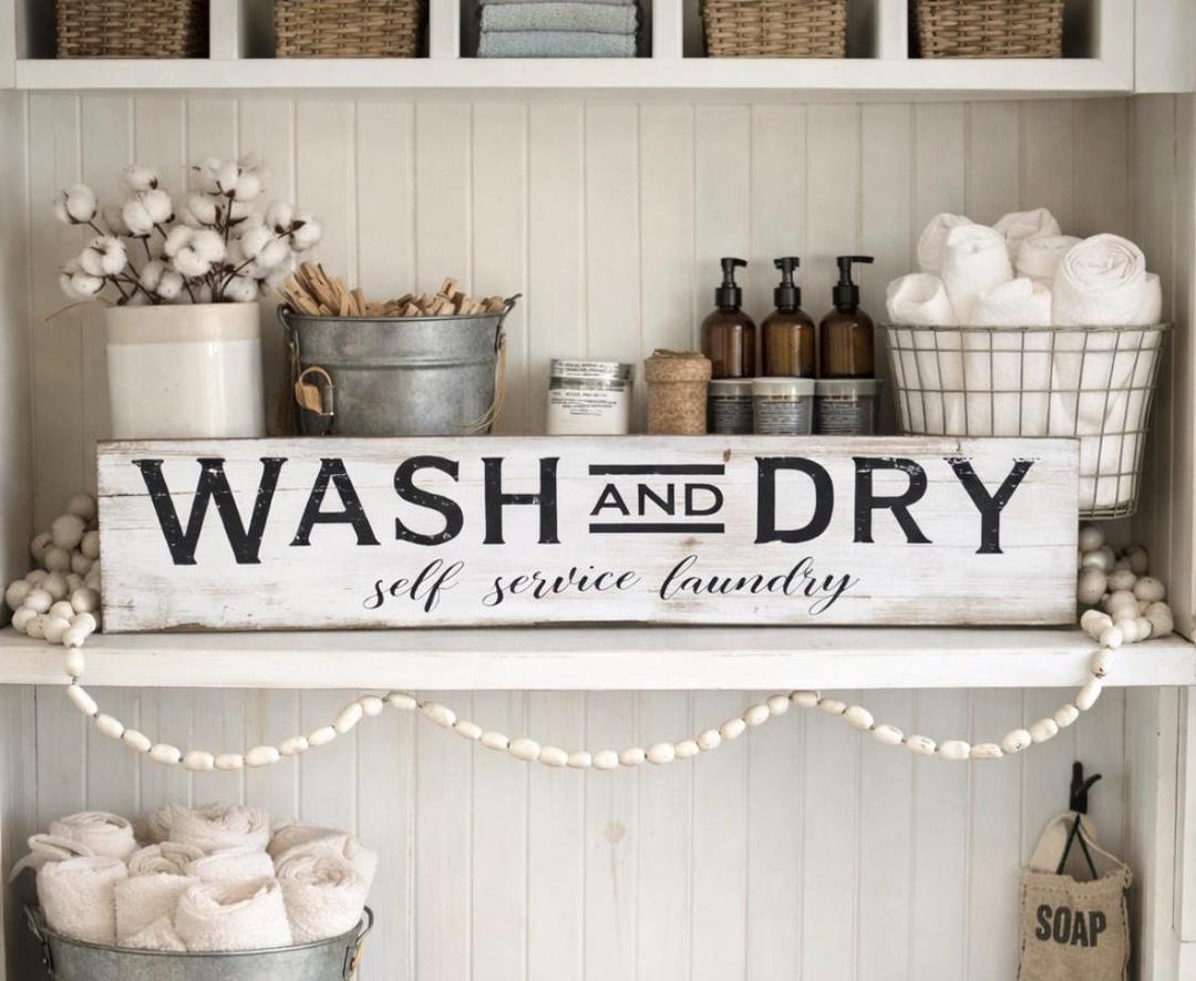 Large Wash Sign /laundry Sign / Rustic Laundry Sign / Wash and Dry Sign ...