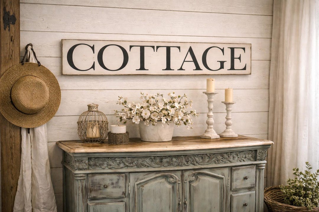 Hand Painted Cottage Sign: Distressed Farmhouse Wall Decor - Etsy