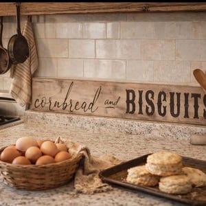 Cornbread and biscuits sign / farmhouse sign / rustic sign / farmhouse wall decor / distressed sign / hand painted wall decor
