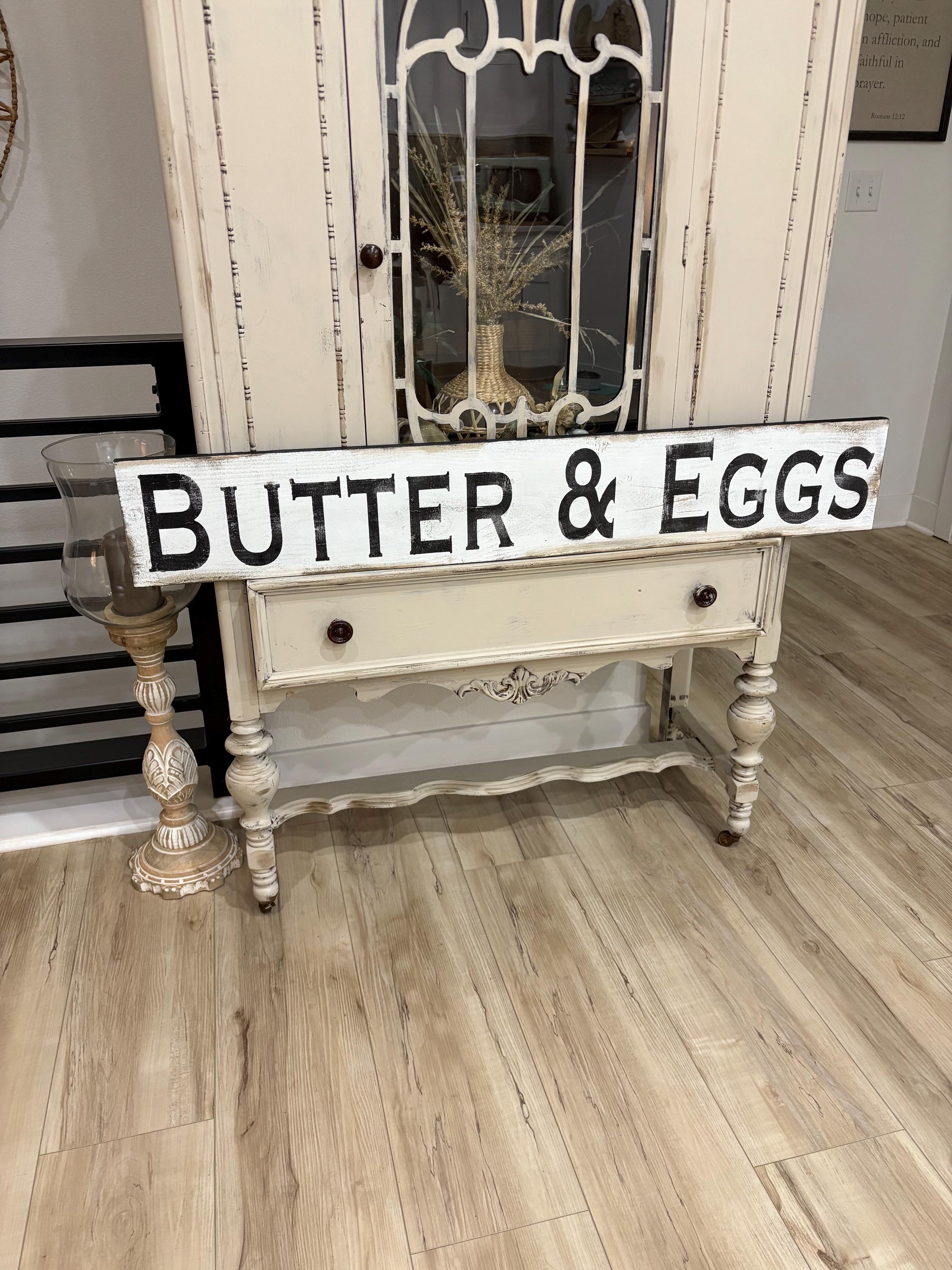 Hand Painted Farmhouse Sign: Rustic Distressed Wood Wall Decor - Butter ...