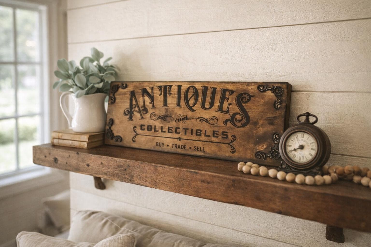 アンティーク雑貨 Vintage Sign Board Handmade Antiques Sign: Rustic Farmhouse Decor (28” X 11.25
