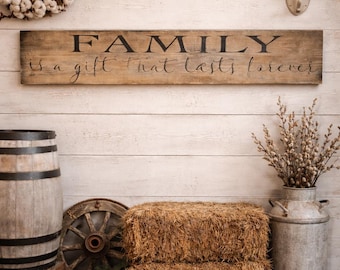 Hand-Painted Wood Family Sign: Farmhouse Rustic Wall Decor