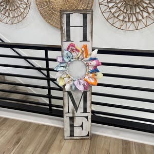 Ready to ship/  home sign / sign with  wreath  / Sign with wreath / Farmhouse home sign / wreath sign / vintage inspired