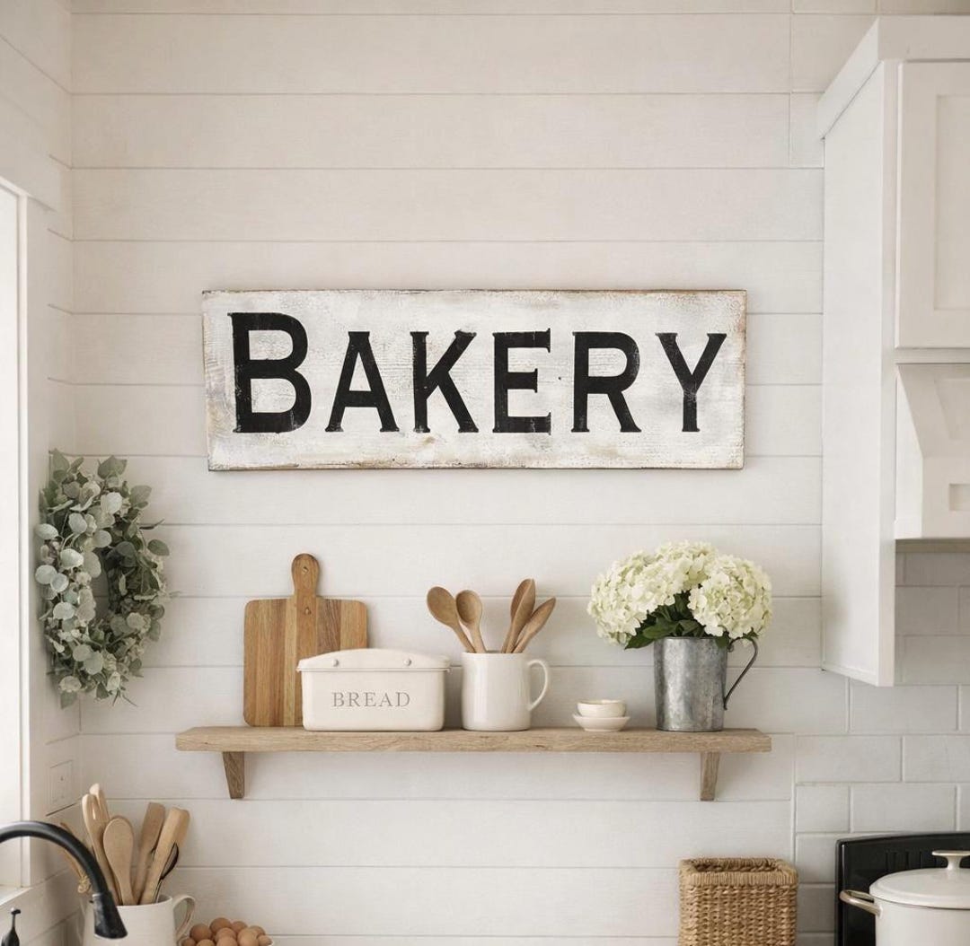 Hand Painted Farmhouse Sign: Rustic Distressed Wood Wall Decor -bakery ...