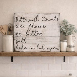 Hand Painted Buttermilk Biscuits Recipe Sign: Farmhouse Kitchen Decor