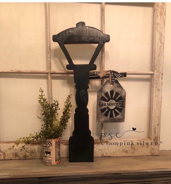 Standing Lamp Post Farmhouse Wooden Sign Decor Windmill Rustic
