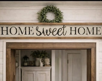 Rustic Home Sweet Home Sign | Farmhouse Distressed Wall Art | Cottage Style Decor