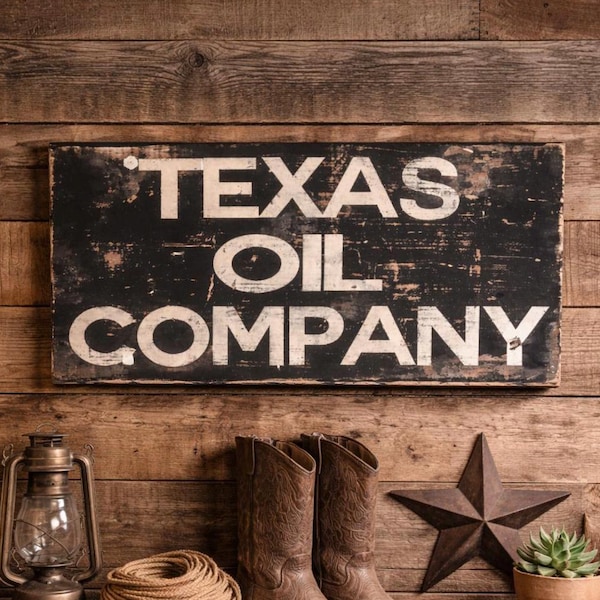 Texas oil company sign / vintage sign / Texas sign / rustic Texas sign / distressed sign / rustic Texas sign