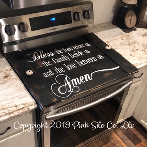 Prayer stove top cover / bless this food stove cover /  stove cover / farmhouse stove cover / farmhouse sign / stove board / noodle board