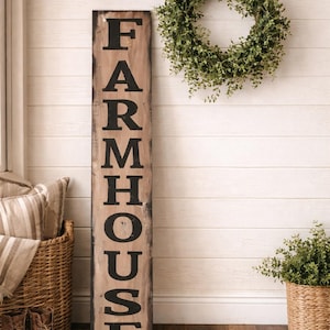 Hand-Painted Vertical Farmhouse Sign – Rustic Wood Decor (4 ft)