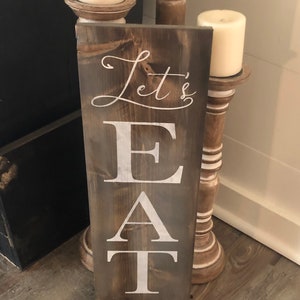 Rustic 'Let's Eat' Kitchen Sign: Farmhouse Style, Hand Painted image 5