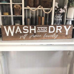 Large laundry sign / rustic laundry sign / wash and dry sign / laundry room sign / bathroom sign / farmhouse decor / self service