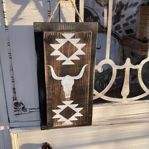 Rustic  sign  / western aztec sign / longhorn sign / western decor