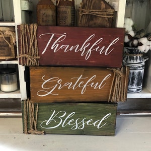 Set of fall signs  / farmhouse fall sign /  thankful grateful blessed signs / rustic fall signs