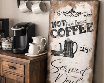 Vintage coffee sign / coffee bar sign / kitchen sign / farmhouse coffee sign