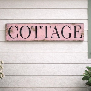 Hand Painted Pink Cottage Sign, Rustic Farmhouse Decor