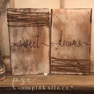 Sweet dreams sign / set of signs / bedroom sign / farmhouse sweet dreams sign / rustic sweet dreams sign / nursery sign