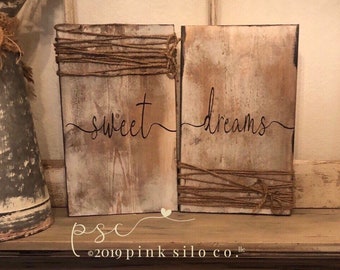 Sweet dreams sign / set of signs / bedroom sign / farmhouse sweet dreams sign / rustic sweet dreams sign / nursery sign