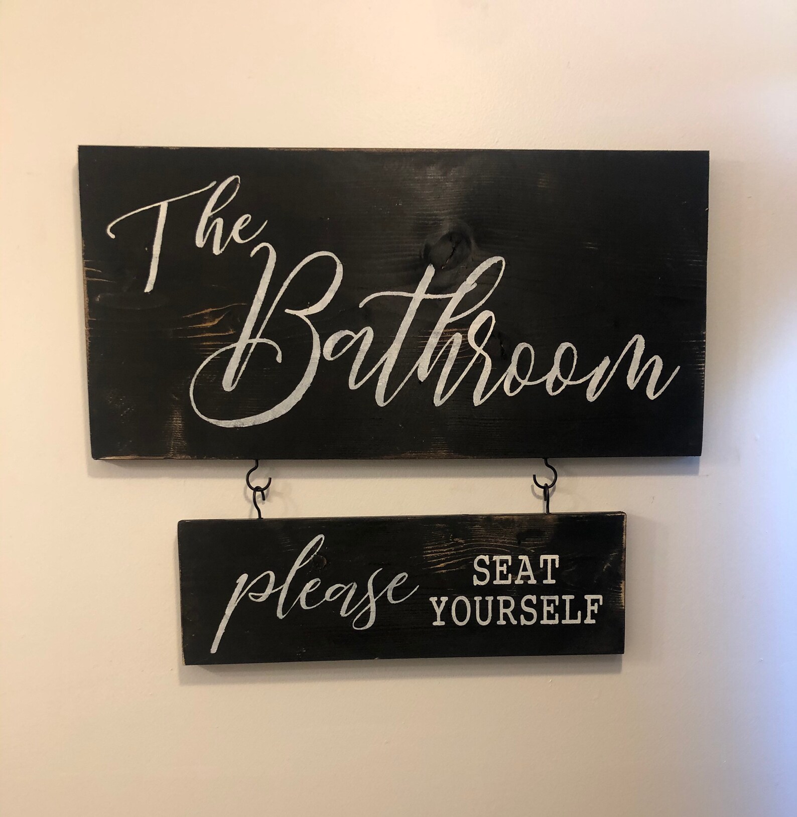 Bathroom Sign Set / Please Seat Yourself Sign / Farmhouse - Etsy