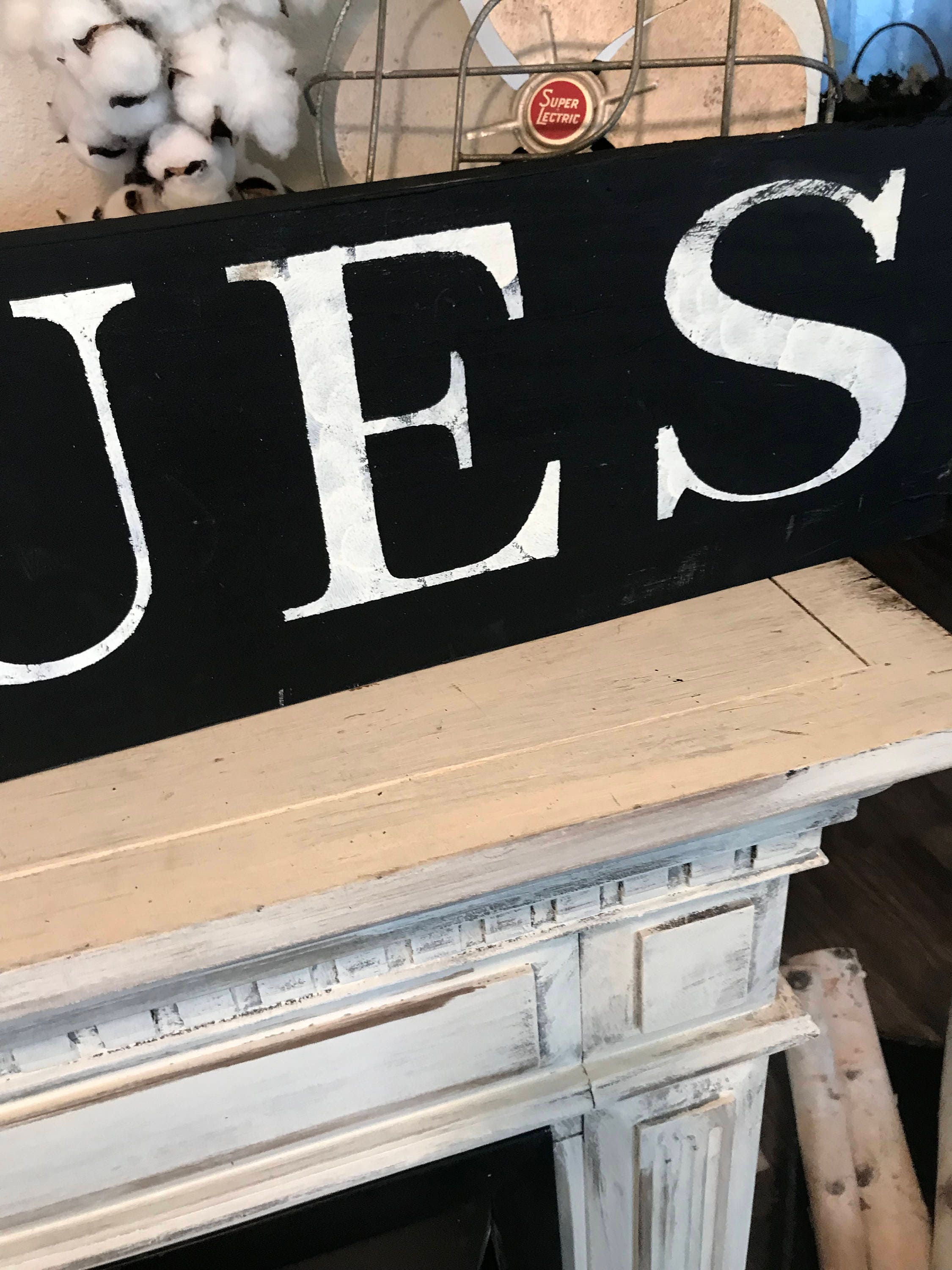 Large Antiques Sign | Hand Painted Wood Sign | 48