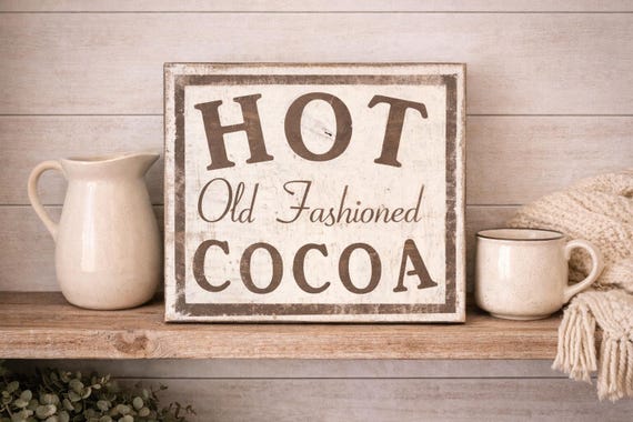 Hot cocoa sign / hot chocolate sign / rustic sign / farmhouse wall decor / distressed sign / hand painted wall
