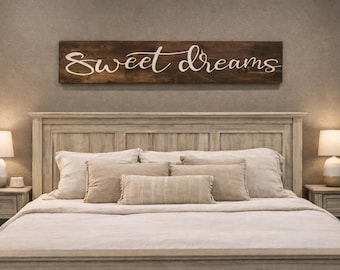 Sweet Dreams Wood Sign – Farmhouse Bedroom Wall Decor