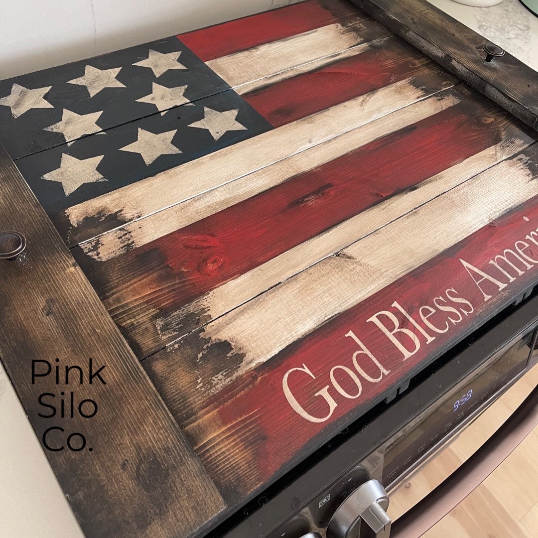 American flag noodle board/American flag stove cover/rustic Americana –  Pinksiloco