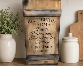 Rustic blueberries sign / farmers market sign / strawberries sign / honey sign / rustic hand painted wood sign
