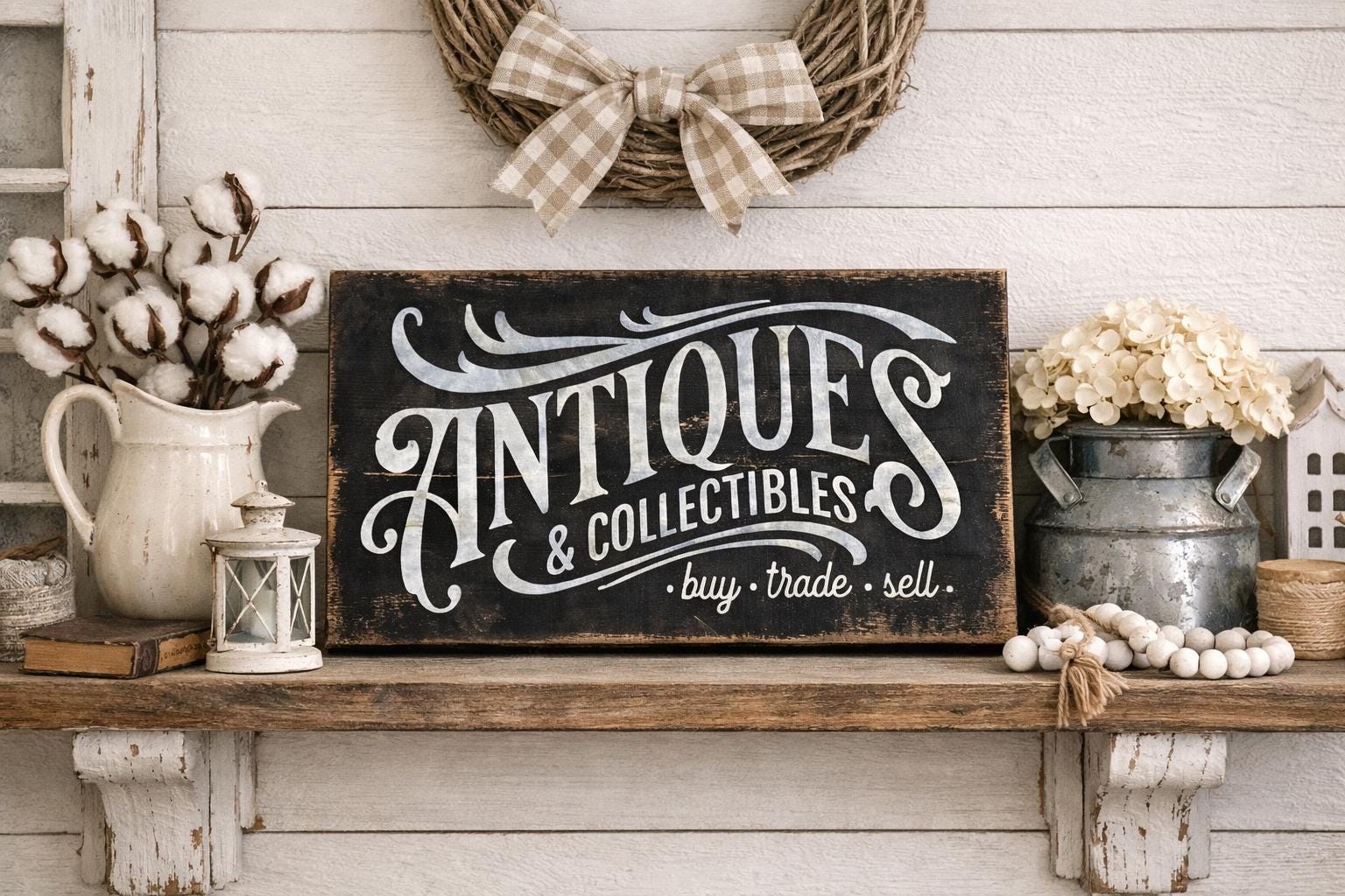 アンティーク雑貨 Vintage Sign Board Farmhouse Antiques Sign / Vintage Sign / Antiques Sign / Rustic