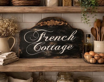 French Cottage Wood Sign – Distressed French Country Farmhouse Decor