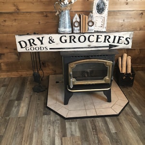 Dry goods and groceries sign - farmhouse sign - grocery sign - rustic wood sign - farmhouse decor - dry goods sign- large wood painted sign