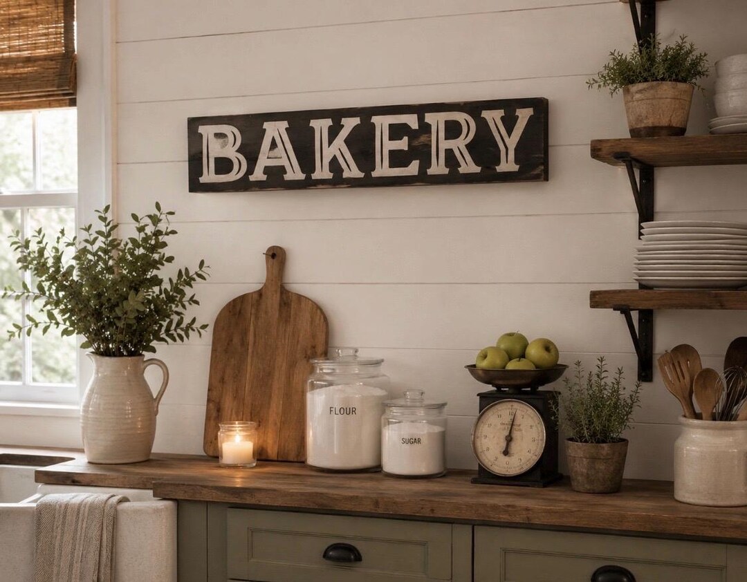 Hand Painted Farmhouse Sign: Rustic Distressed Wood Wall Decor -bakery ...