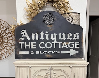 Hand-Painted French Country Sign: Farmhouse Cottage Decor (26” x 18”), Antiques wood sign