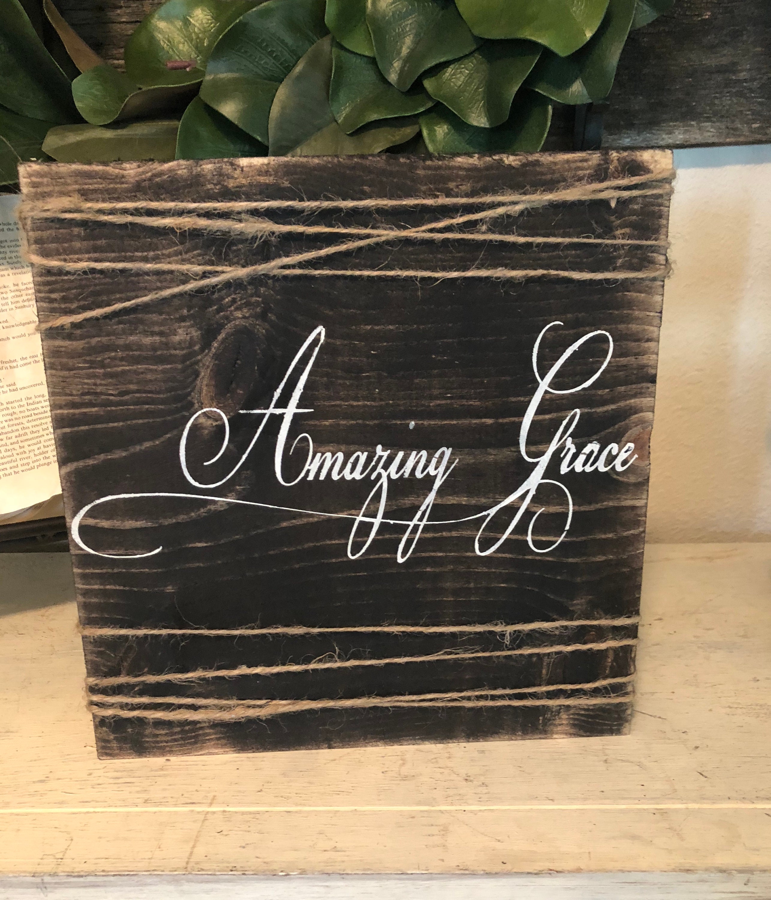 Amazing grace sign / rustic sign with twine / farmhouse sign /