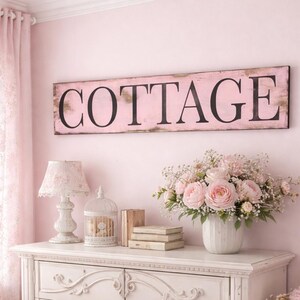 Hand Painted Pink Cottage Sign, Rustic Farmhouse Decor - Etsy
