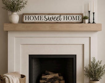 Rustic Home Sweet Home Sign | Farmhouse Distressed Wall Art | Cottage Style Decor