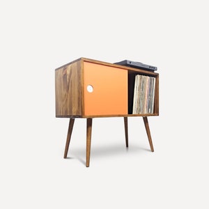 Mid Century Modern Record Console, MCM, Vinyl storage, Media stand, Turntable stand image 3