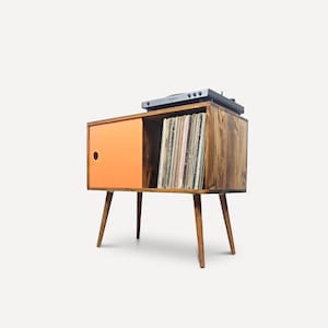 Mid Century Modern Record Console, MCM, Vinyl storage, Media stand, Turntable stand image 7