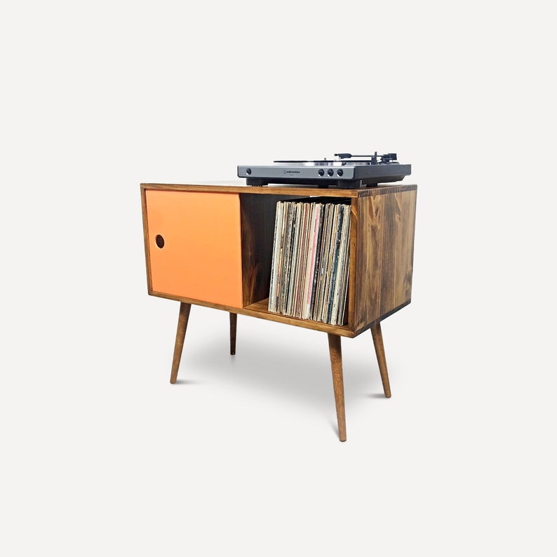 Mid Century Modern Record Console, MCM, Vinyl storage, Media stand, Turntable stand image 6