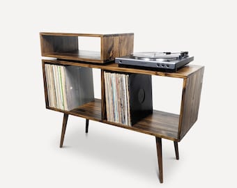 Console multimédia scandinave, console de disque moderne du milieu du siècle, table multimédia