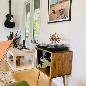 Mid Century Modern Record Console | Record Player Console | MCM Record Player Storage