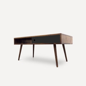 MCM Coffee Table with Storage and Sliding doors, Solid Wood, Scandinavian