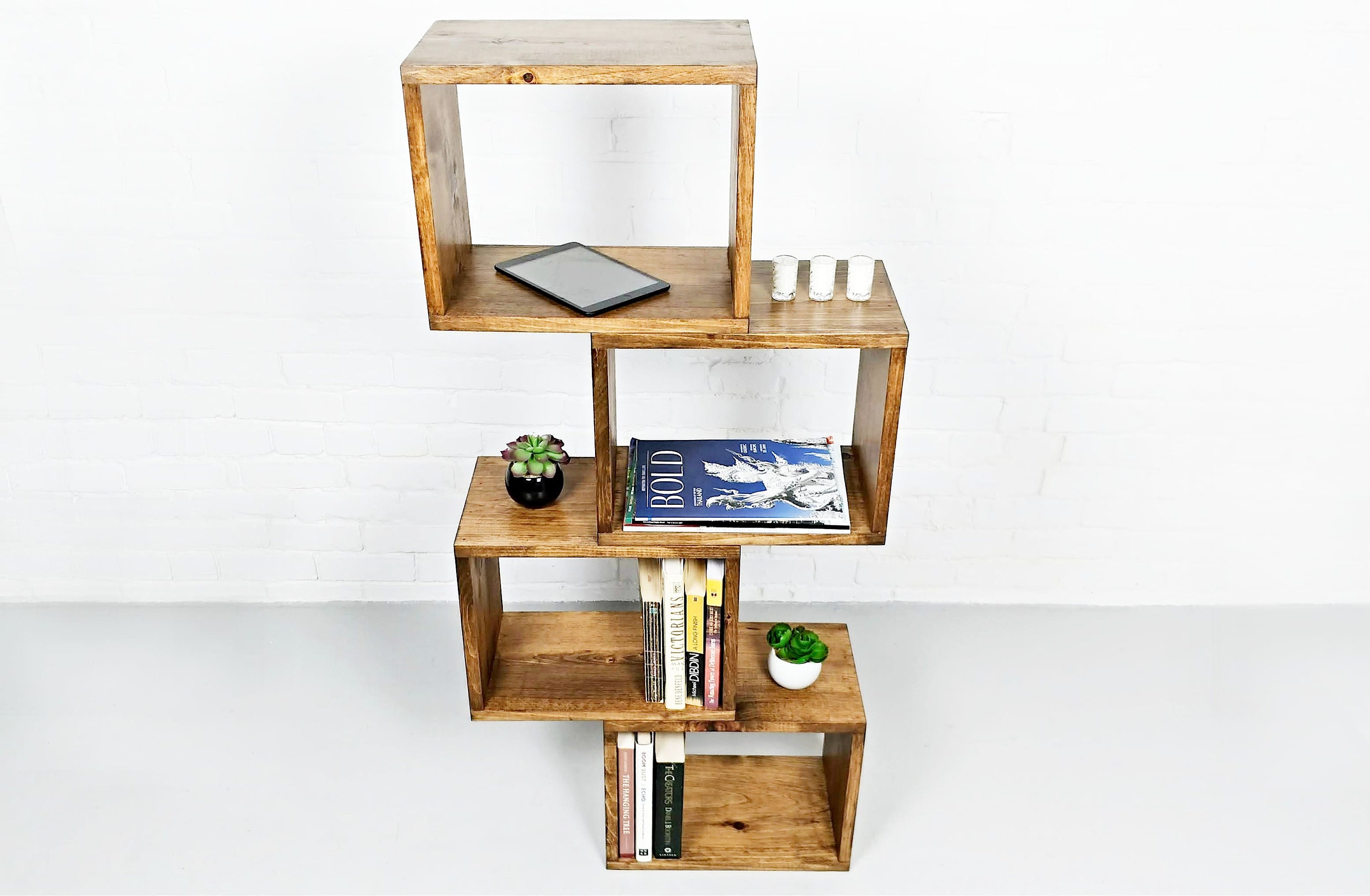 Modular Bookshelf Real Wood Bookshelf Minimalist Bookshelf Etsy