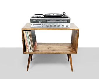 Mid Century Modern Record Console, Vinyl Record Player Console, Turntable Stand