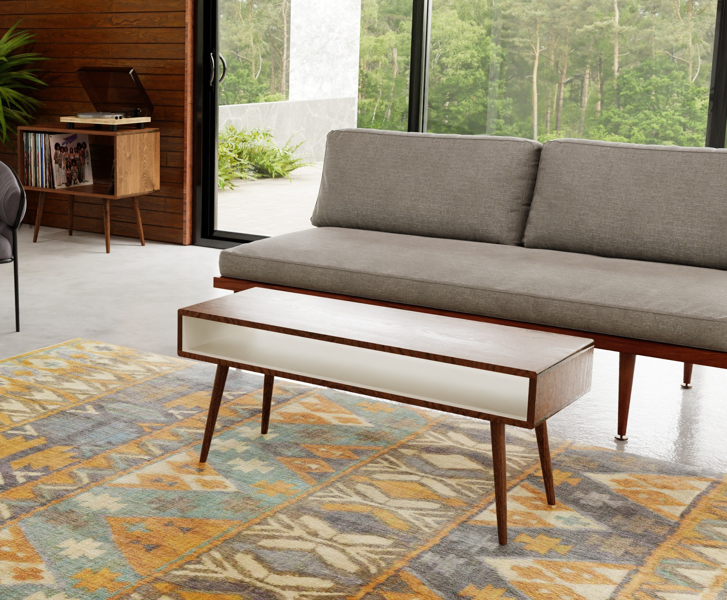 Mesa de centro minimalista, estilo escandinavo y moderno de mediados de siglo