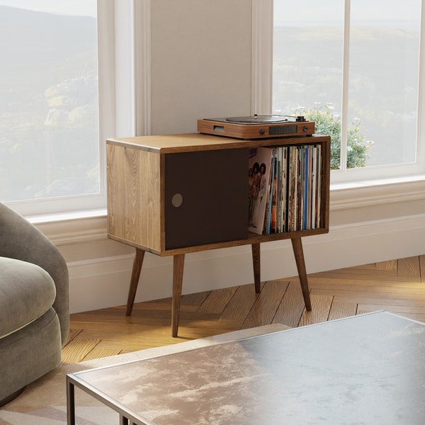 Mid Century Modern Record Console, MCM, Vinyl storage, Media stand, Turntable stand