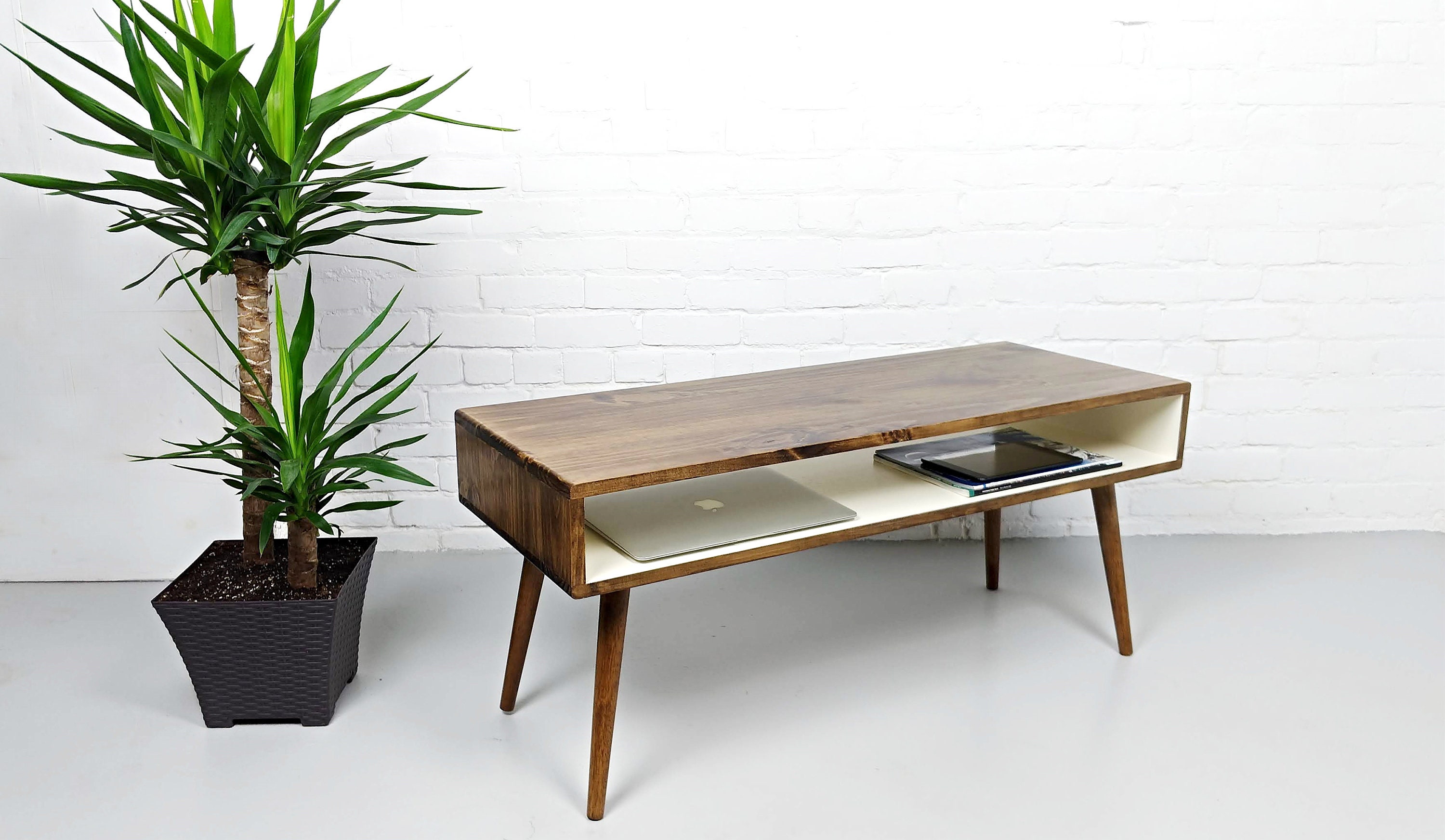 Scandinavian Mid Century Modern Coffee Table Walnut With | Etsy Canada