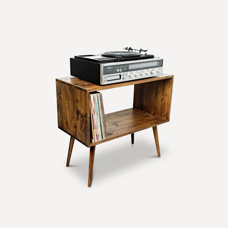 Mid Century Modern Record Console, Vinyl Record Player Console, Turntable Stand image 3