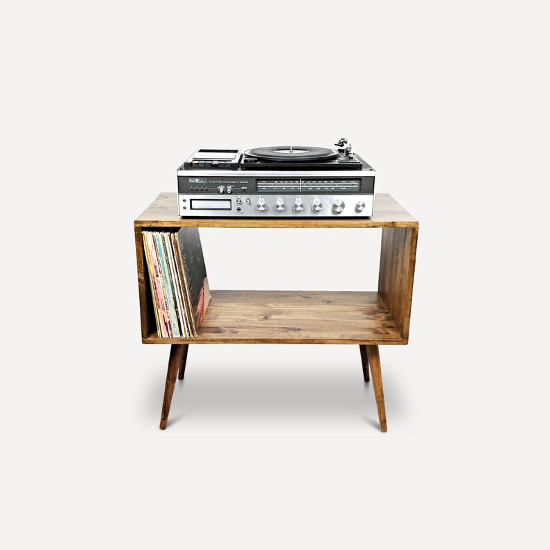 Mid Century Modern Record Console, Vinyl Record Player Console, Turntable Stand image 2