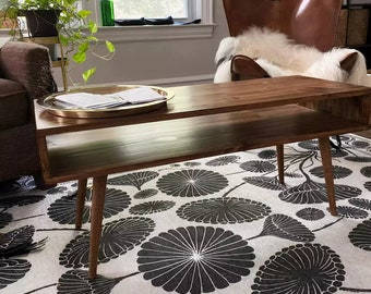Table basse moderne du milieu du siècle, table basse minimaliste, table basse en bois massif véritable